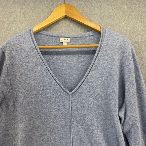 J.Crew Women's Large V-Neck Sweater Soft Cotton Wool Blend Carolina Blue Knit - Picture 2 of 14